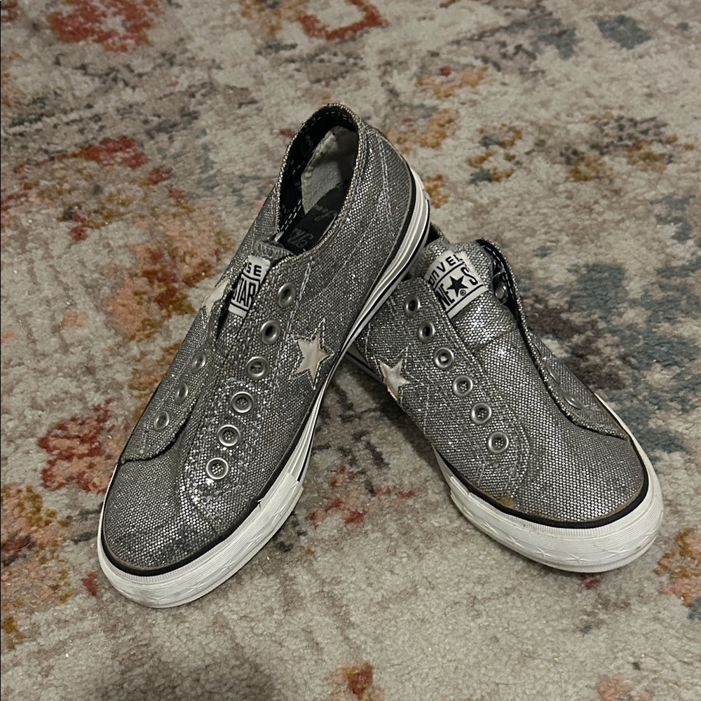 Converse Metallic Silver Star Sneakers